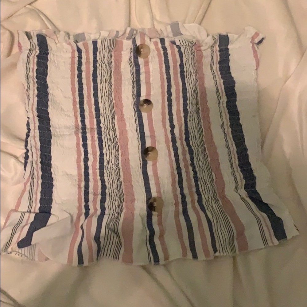 Tube top with buttons going down the front